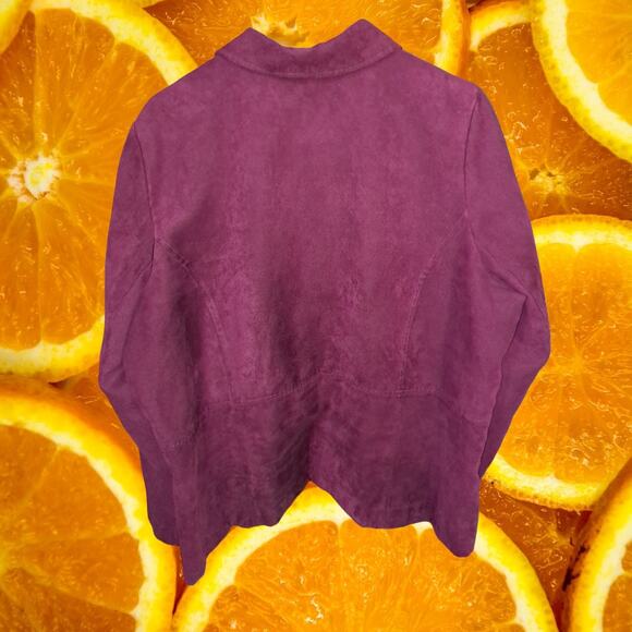 Studio Works Maroon Faux Suede Full Zip Lightweight Jacket Size 20W - Picture 6 of 6